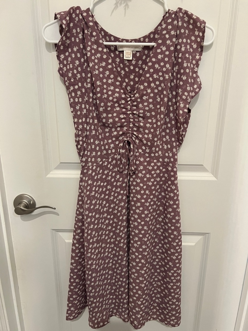Monteau Dusty Mauve Floral Tie-Front Midi Dress